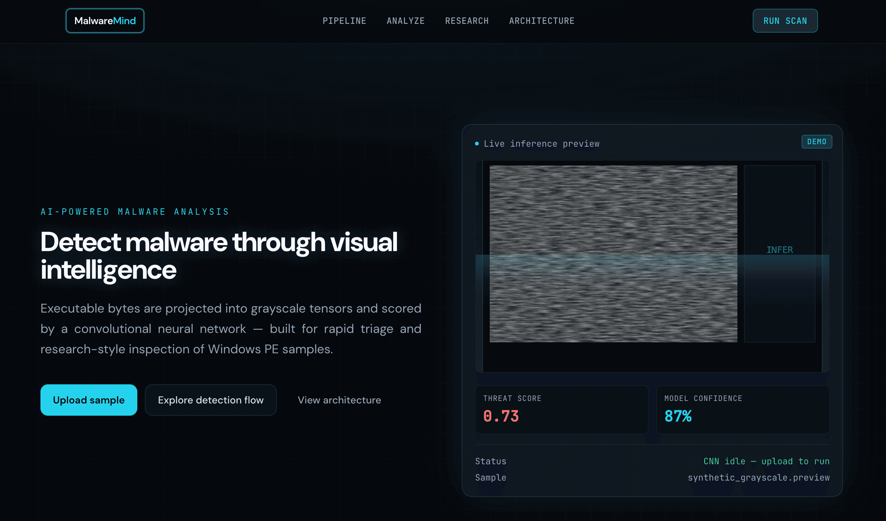 MalwareMind file upload interface